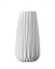 Vaza decorativa, ceramica alba cu dungi verticale, 13x25 cm foto