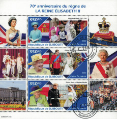 DJIBOUTI 2022-Regina Elisabeta, aniv.70 de ani/set complet-colita+blocuri(3 img) foto