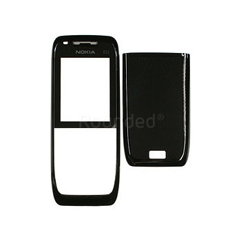 Nokia E51 față și capac baterie negru din oțel foto