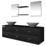 Cumpara ieftin Set de mobilier de baie cu 7 piese si chiuvete incluse, negru