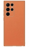 Husa eleganta din piele ecologica pentru Samsung Galaxy S23 Ultra cu accente aurii, Portocaliu