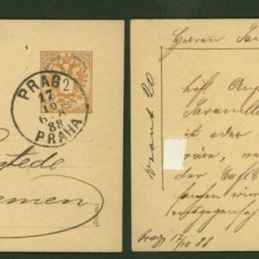 Austria 1886 Old postcard postal stationery Praha to Bremen Germany DB.415