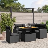 vidaXL Set mobilier de grădină cu perne, 6 piese, negru, poliratan 3271314