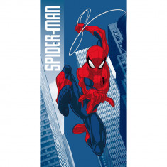 Prosop de plaja Spiderman, Albastru, 70x140 cm, 100% Bumbac