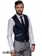 Vesta Barbati Bleumarin Slim Fit Eleganta V002-D foto