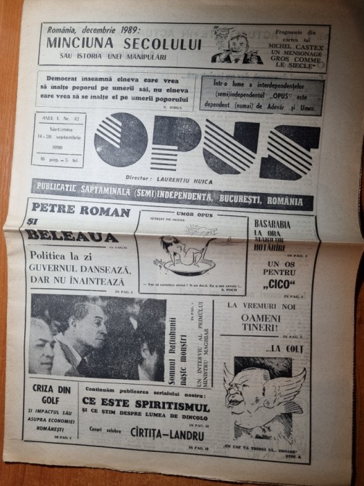 ziarul opus 14-20 septembrie 1990-revolutia romana-minciuna secolului