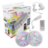 Banda LED RGB inteligenta pentru interior / exterior Avide, 12 V, 22 W, lumina multicolora, control Wi-Fi, cu telecomanda IR + adaptor alimentare, con