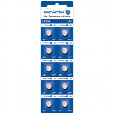 Set 10 baterii mini alcalina everActive AG5 G5 LR754 LR48 foto