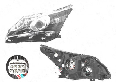 Far Toyota Avensis (T27), 01.2012-07.2015, fata, Stanga, cu LED daytime running light; H11+H9+W21/5W+WY21W; electric; fara motoras; foto