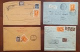 Romania 1931 lot 4 plicuri francate cu valoarea mare (timbrul de 20 Lei) din seria Semicentenarul Regatului