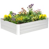 Outsunny Pat de grădină &icirc;nălțat pătrat din oțel galvanizat cu protecție &icirc;mpotriva buruienilor 120 x 90 x 30 cm argintiu | Aosom Romania