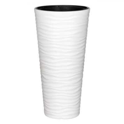 Ghiveci Conic pentru Flori, Plastic, Alb, Capacitate 51 l, 30x57 cm foto