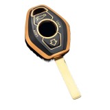 Husa Cheie Auto TPU Alb/Auriu VW Passat B6 B7 CC Keyless Go 3 Butoane - Protectie Premium