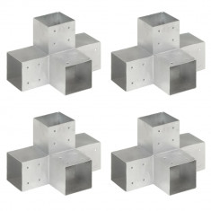 vidaXL Conectori grindă, formă X, 4 buc, 101x101 mm, metal galvanizat