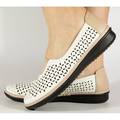 Pantofi alb bej perforati gel pe talpa 043049 foto