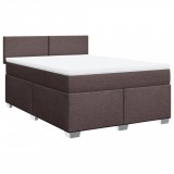 Cumpara ieftin Pat continental cu saltea, maro inchis, 140x200 cm, textil