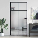 Usa interior vidaXL sticla securizata/aluminiu slim 102.5x201.5cm negru, design modern