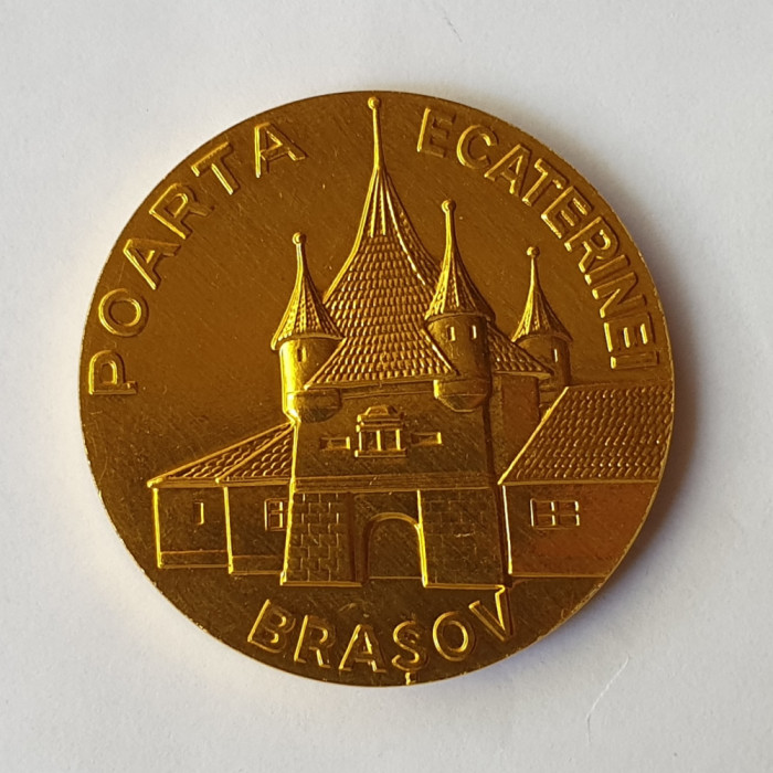 Poarta ECATERINEI din Brasov - Expo Maximafilie placheta RSR - Medalie anul 1981