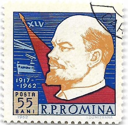 A 45-a aniversare a Revolutiei din octombrie, 1962 - obliterata
