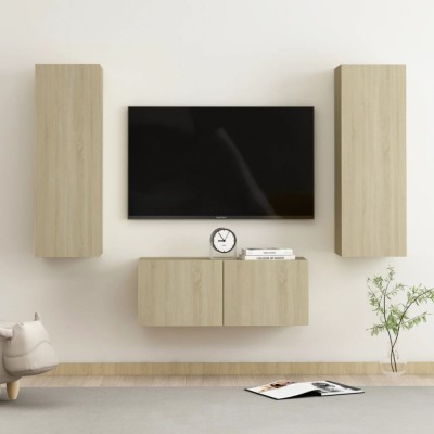 Gossi set de dulapuri tv, 3 piese, stejar sonoma, lemn prelucrat foto
