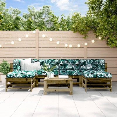 Gossi set mobilier de gradina cu perne, 7 piese, lemn de pin tratat foto