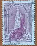COLONII-BRITAN.-"AUSTRALIA-1937- val 5siling.-cat Yv.120=6e!!!!-Regina ELISABETA- culoare=brun."stamp-Vezi-Scan