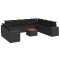 Set canapele de gradina cu perne, 11 piese, negru, poliratan