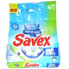 Detergent Pudra Automat de Rufe SAVEX 2 in 1 White, Cantitate 2 Kg, 20 Spalari, Parfum Oceanic, Detergent Automat pentru Haine Albe, Detergenti Pudra foto