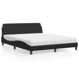 Cumpara ieftin Pat cu saltea, negru, 160x200 cm, piele ecologică