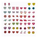 Cercei Autocolanți Copii, 30 Perechi, Multicolor, Diverse Modele, Inimă