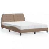 Cumpara ieftin Pat cu saltea, cappuccino, 140x200cm piele ecologică