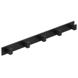 Cuier de baie pentru prosoape cu 2 sisteme instalare, aluminiu, 5 agatatori, 45x4cm, negru Household NewTrend