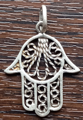 (19) PANDATIV DIN ARGINT, ARABIC, MANA LUI FATIMA / HAMSA. 1.91 GRAME foto