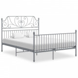 VidaXL Cadru de pat, gri, 160x200 cm, metal și placaj