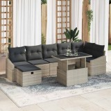 VidaXL Set de canapele pentru grădină 8 pcs Gri deschis poliratan