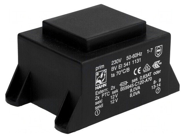 Transformator &icirc;ncapsulat 16VA 230V 12V 667mA PCB