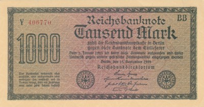 Bancnota Germania 1.000 Marci 1922 - P76b UNC ( vezi descriere ) foto
