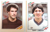 2 Cartonase surprize abtibilduri Panini Mexico 86 fotbal fotbalisti