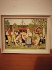 Art print Suedia tablou pictura arta naiva Erkers Marie Persson 23x17.5 cm foto