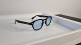 Ochelari de Soare Unisex Moscot Lemtosh Style Johnny Depp, Rama Neagra, Lentile Albastre, Protectie UV400