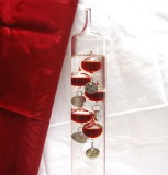 TERMOMETRU DE CAMERA DIN STICLA CU SFERE COLORATE ROSII MODEL GALILEO GALILEI 44.5 CM