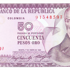 Bancnota Columbia 50 Pesos 1985 - P425a UNC