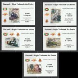 Burundi 2012 - Locomotive cu Abur NEDANTELATE Deluxe S/S 5v MNH, Nestampilat