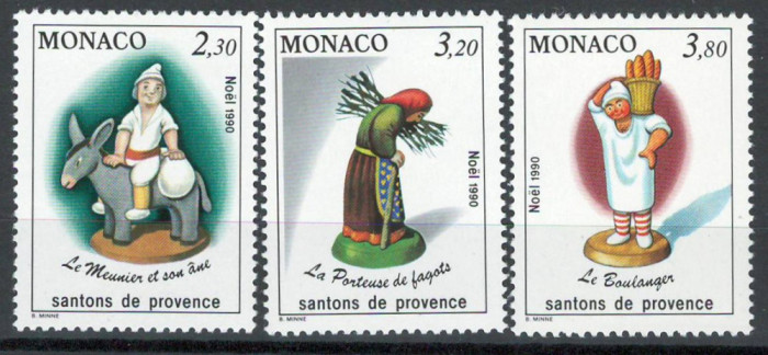 Monaco 1990 Mi 1984/86 MNH - Crăciun: Figurine Nașterea Domnului (II)