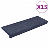 Cumpara ieftin Covorase pentru scari, 15 buc., 65x21x4 cm, gri inchis si albastru, margini dreptunghiulare