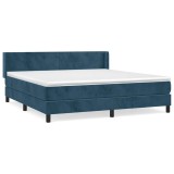 Cumpara ieftin Pat box spring cu saltea, albastru inchis, 180x200 cm, catifea