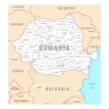 Harta decorativa pentru perete Romania rutiera turistica, PVC rezistent la apa, 65x65 cm, set