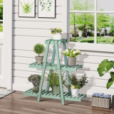 Cumpara ieftin Outsunny Suport pentru plante din lemn de brad cu 3 niveluri pentru interior si exterior, 76x26x76cm, verde deschis