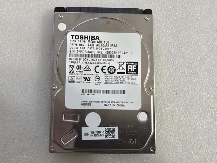 Hard disk laptop Toshiba MQ01ABD100 2,5&#039;&#039; 1TB SATA2 5400RPM 8MB - teste reale