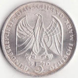Moneda Germania - 5 Deutsche Mark 1970 - Ludwig van Beethoven - F - Argint